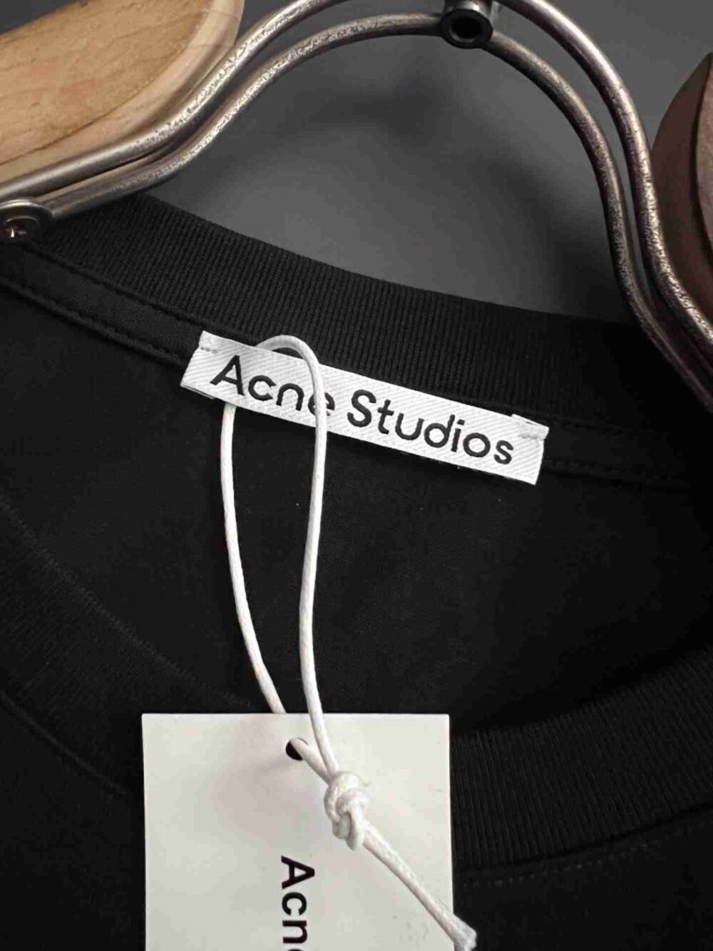Acne Studios Black Long Sleeve Tee Chest Logo Minimal Cotton Top - Picture 3 of 5